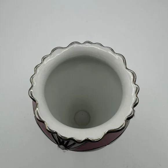 VTG Louis Tiffany Bradford Exchange Glittering Dragonflies Porcelain Vase Pink - Picture 5 of 9